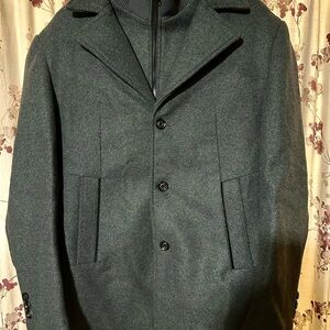 Men's Wool Lamgool Pea Coat With Removable Zip Up Vest